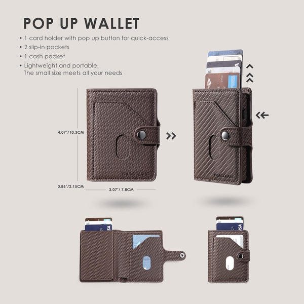 Men's Compact Pop-Up Wallet - BROWN - 3